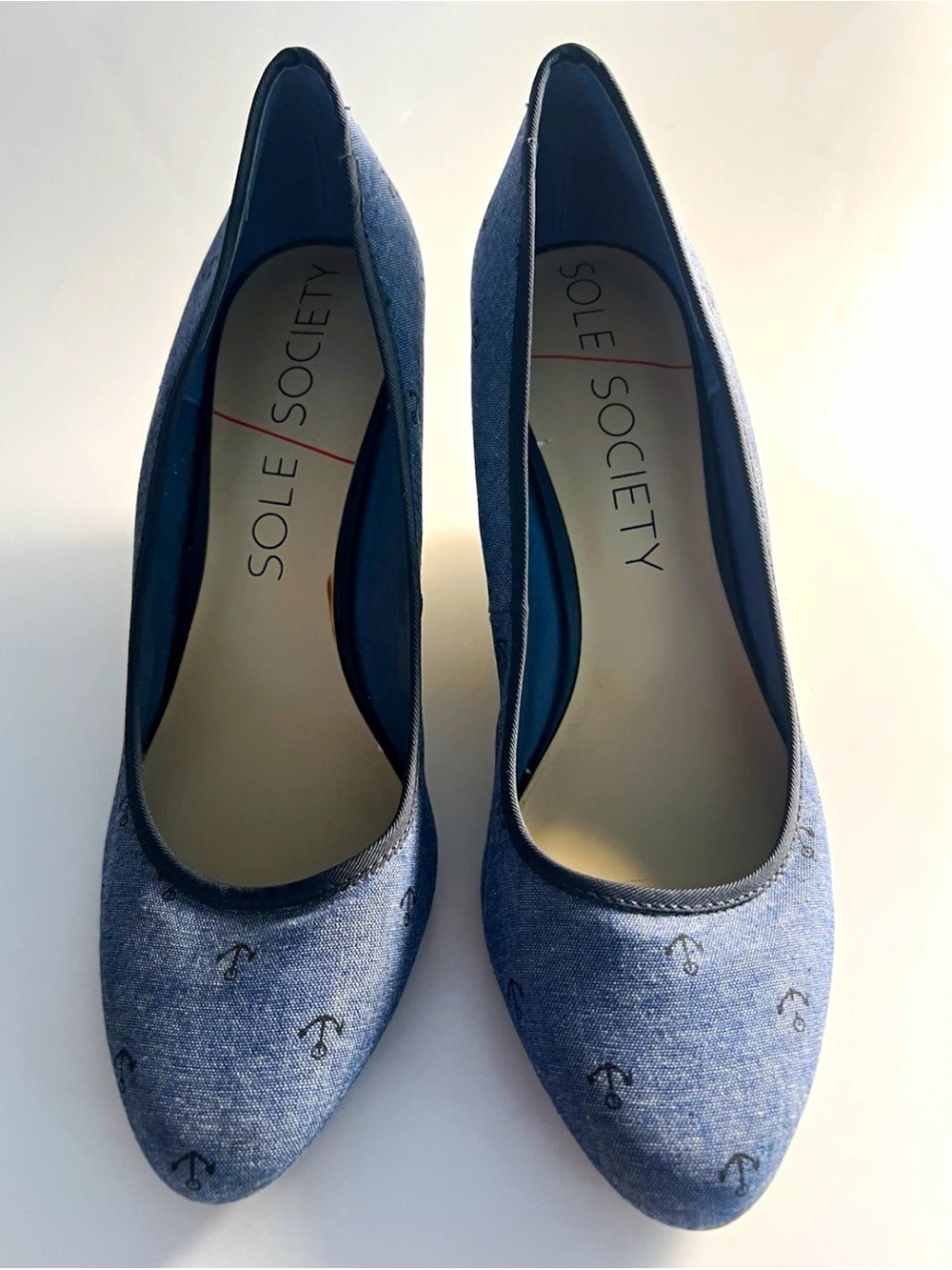 Sole Society Blue Anchor Wedge Pumps